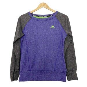 Adidas Sz XS Climawarm Sweatshirt Top Fleece Lined Thumbholes Purple Womens